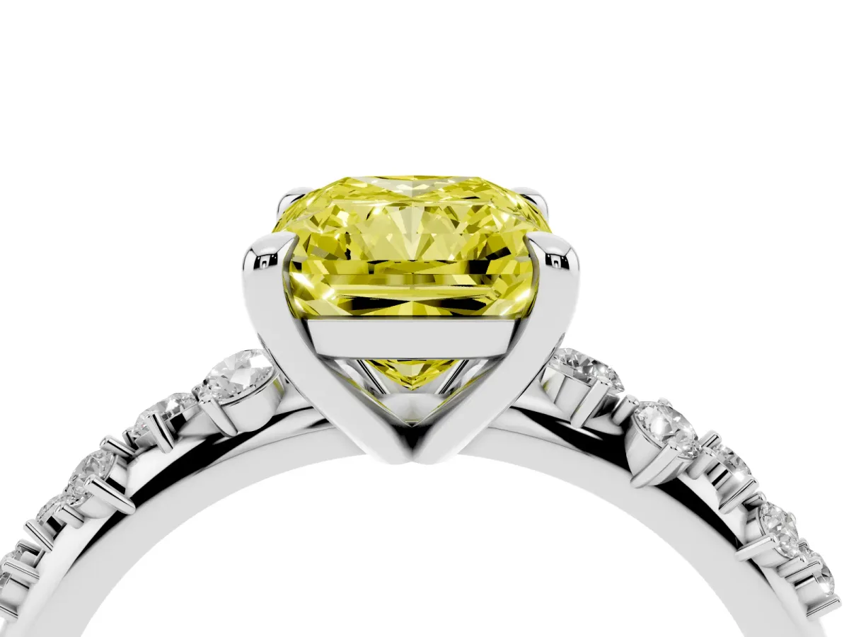 Fancy Yellow Radiant Cut Cut Diamond Vine Band with Four-Prong Setting Silver