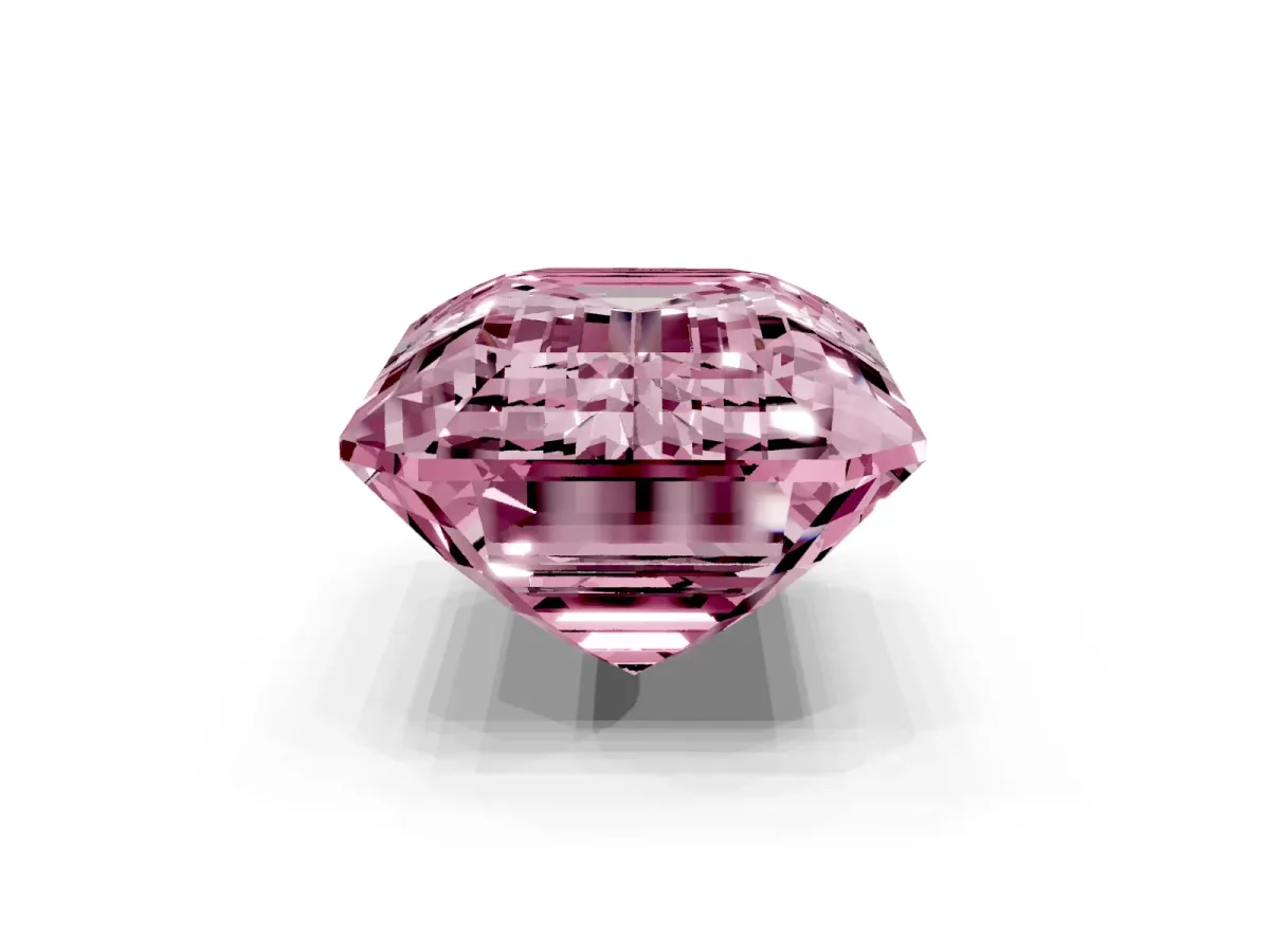 Fancy Pink Emerald Cut Cut Pave Band Milgrain Solitaire Ring Rose gold