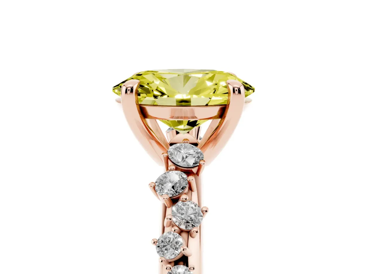 Fancy Yellow Oval Cut Cut Diamond Vine Band with Four-Prong Setting Rose gold