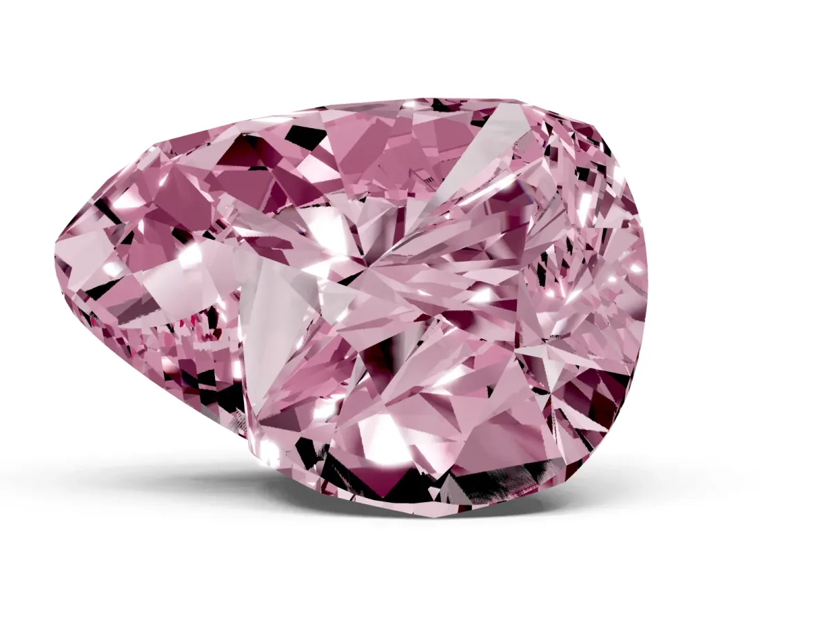 Fancy Pink Heart Cut Diamond Ring with Marquise Side Stones and Prong Setting White gold