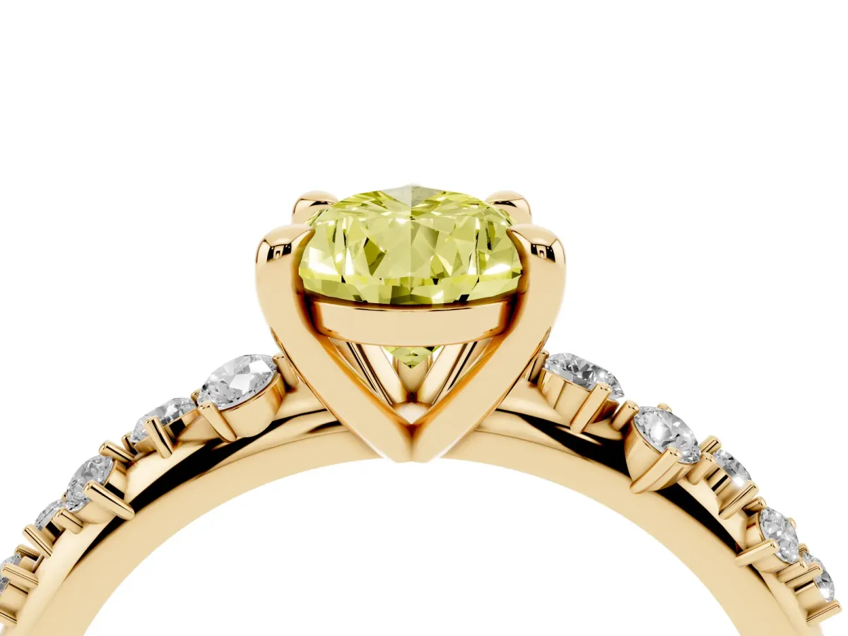 Fancy Yellow Pear Cut Cut Diamond Vine Band with Four-Prong Setting Yellow gold