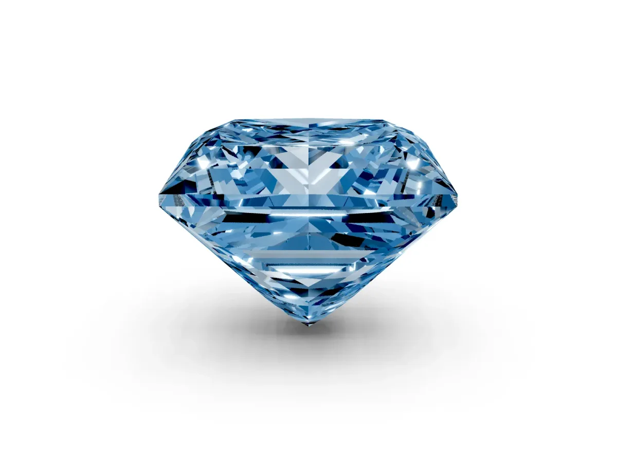 Fancy Blue Princess Cut Halo Diamond Ring with Milgrain and Bezel Accents on a Split Shank Band Platinum