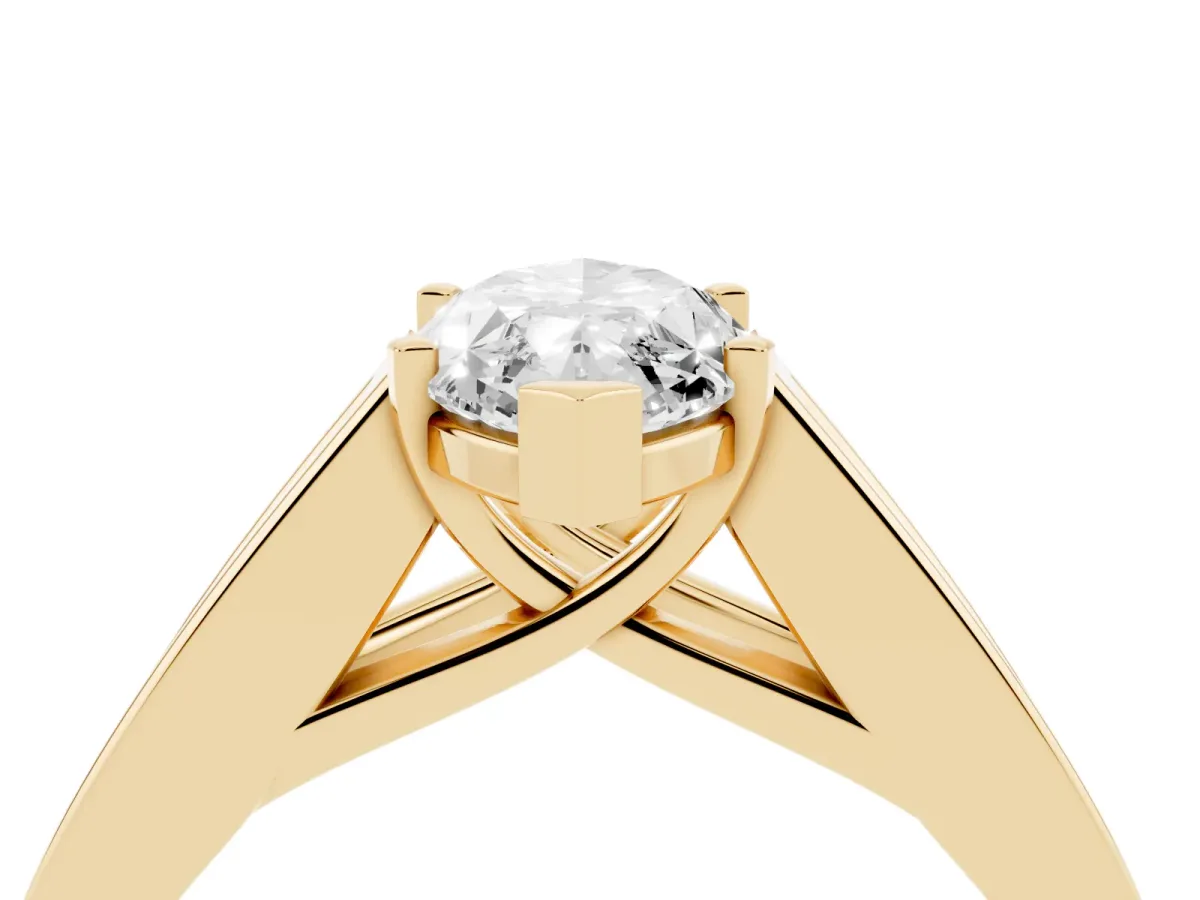 Marquise Cut Cut Channel Set Solitaire Ring with Four-Prong Setting Yellow gold