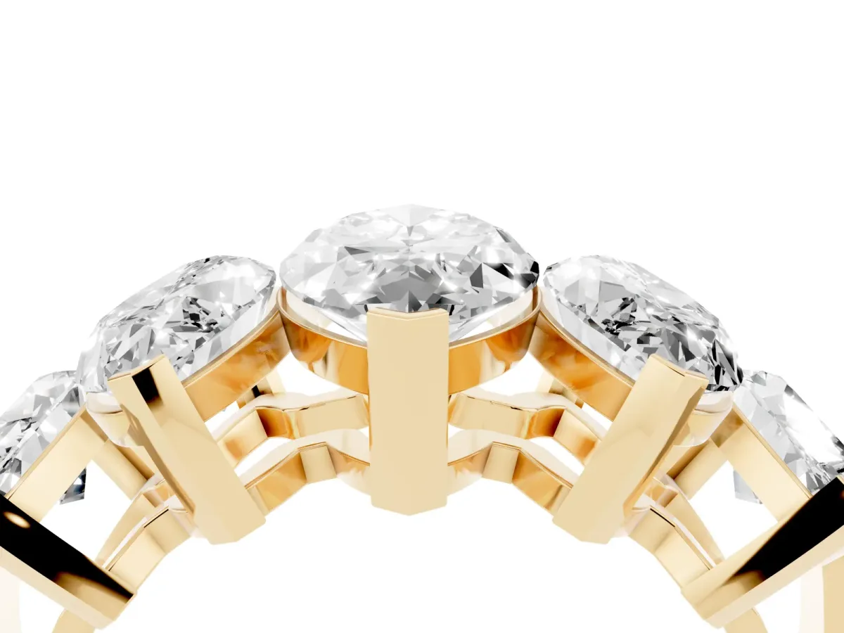 Five-Stone Marquise Diamond Prong Set Band Yellow gold
