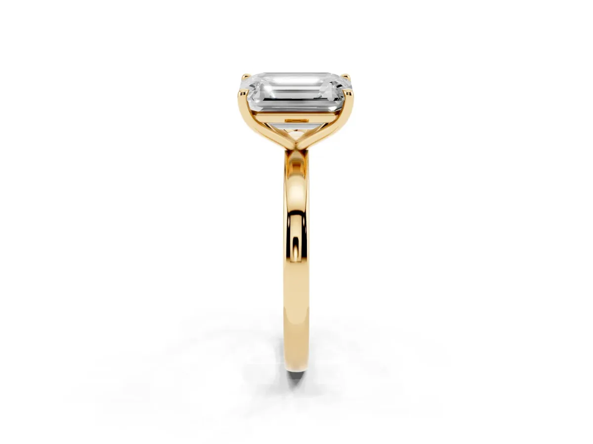 Fancy Yellow Pear Cut and Emerald Cut Toi Moi Ring with Prong Setting Yellow gold
