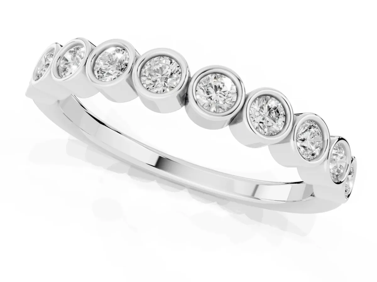 Bezel Set Round Diamond Eternity Band Silver