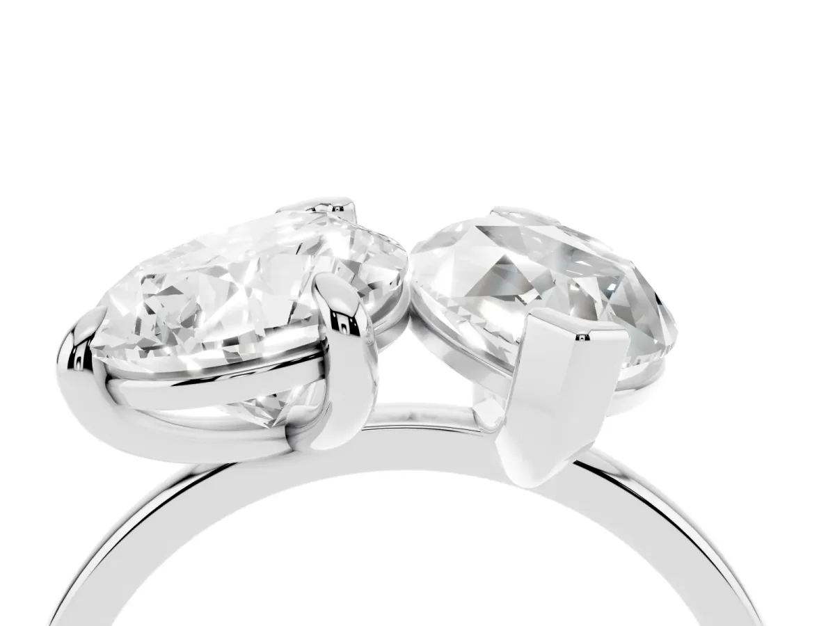 Pear and Marquise Toi Moi Ring with Prong Setting and Plain Band Silver