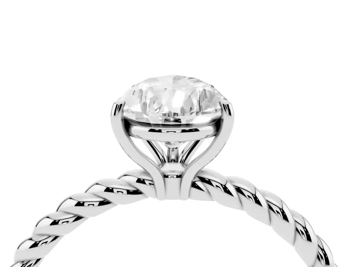 Pear Cut Solitaire Twist Band Ring with Four-Prong Setting Platinum