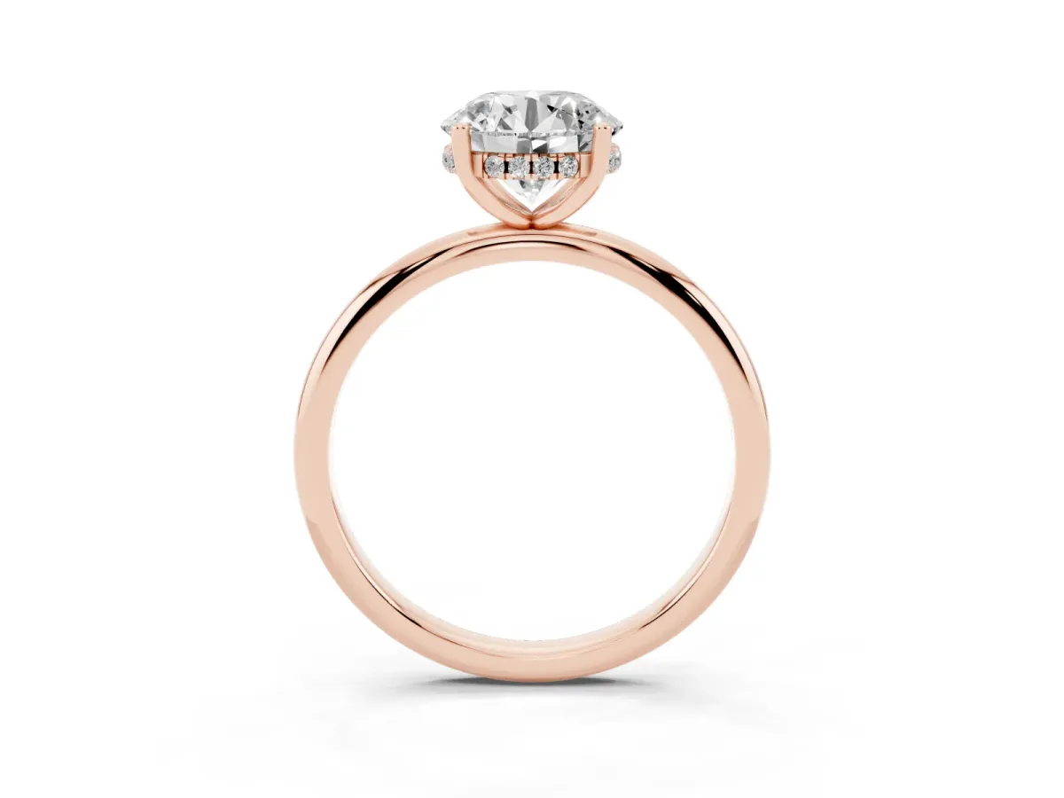 Round Cut Cut Solitaire Engagement Ring with Four-Prong Setting and Classic Band Rose gold