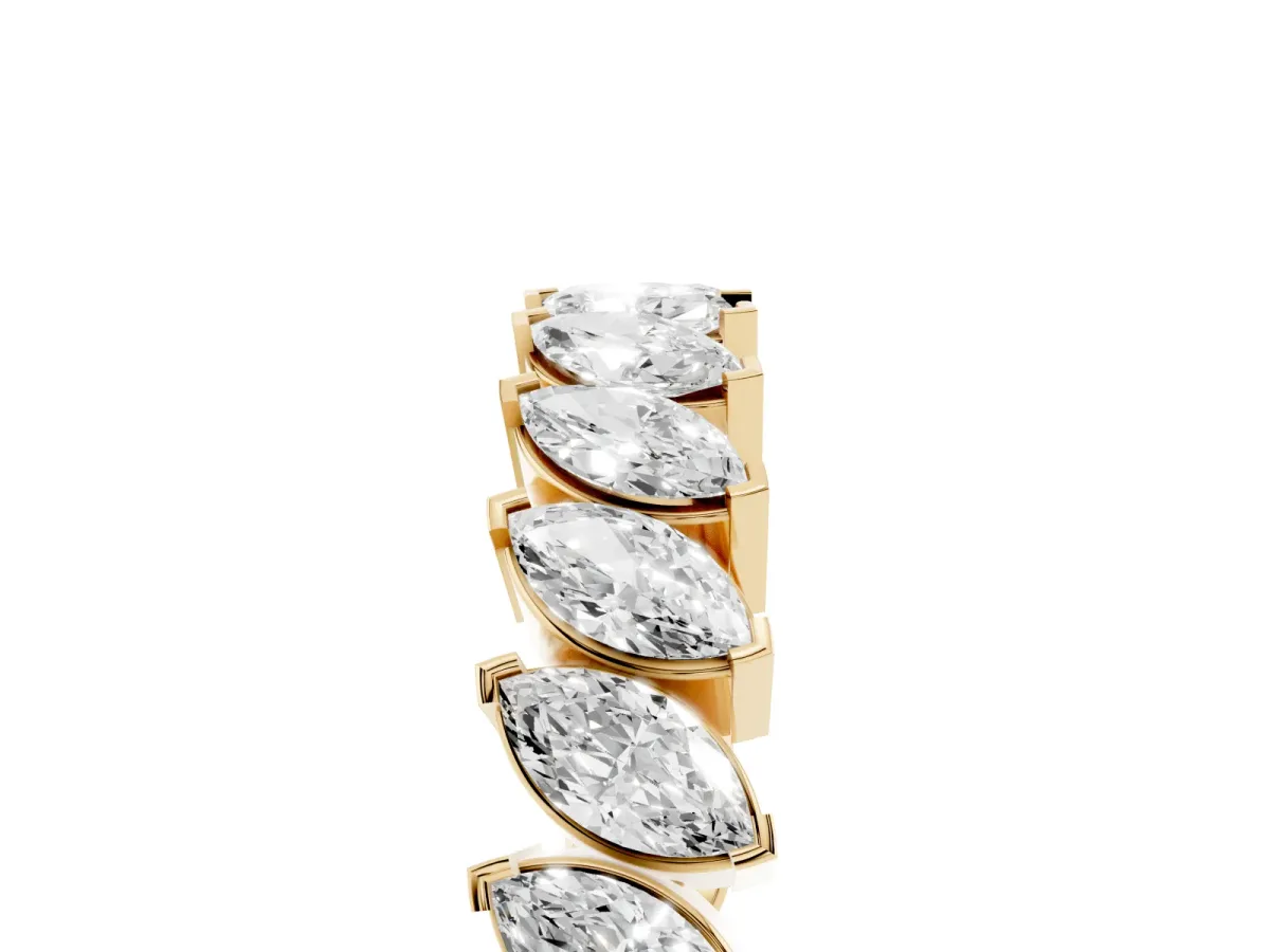 Marquise Diamond Shared Prong Full Eternity Band Yellow gold