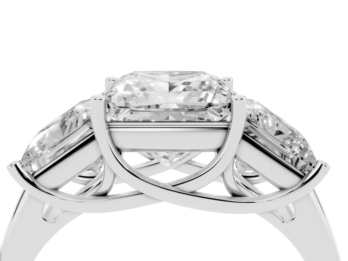 Three-Stone Princess Cut Diamond Engagement Ring with Prong Setting White gold
