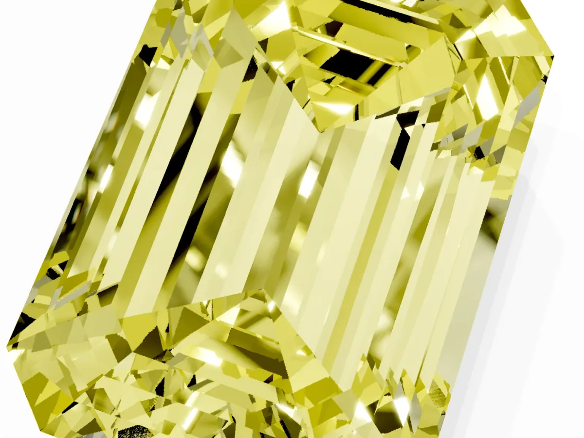 Fancy Yellow Emerald Cut Solitaire Twist Band Six-Prong Setting Yellow gold
