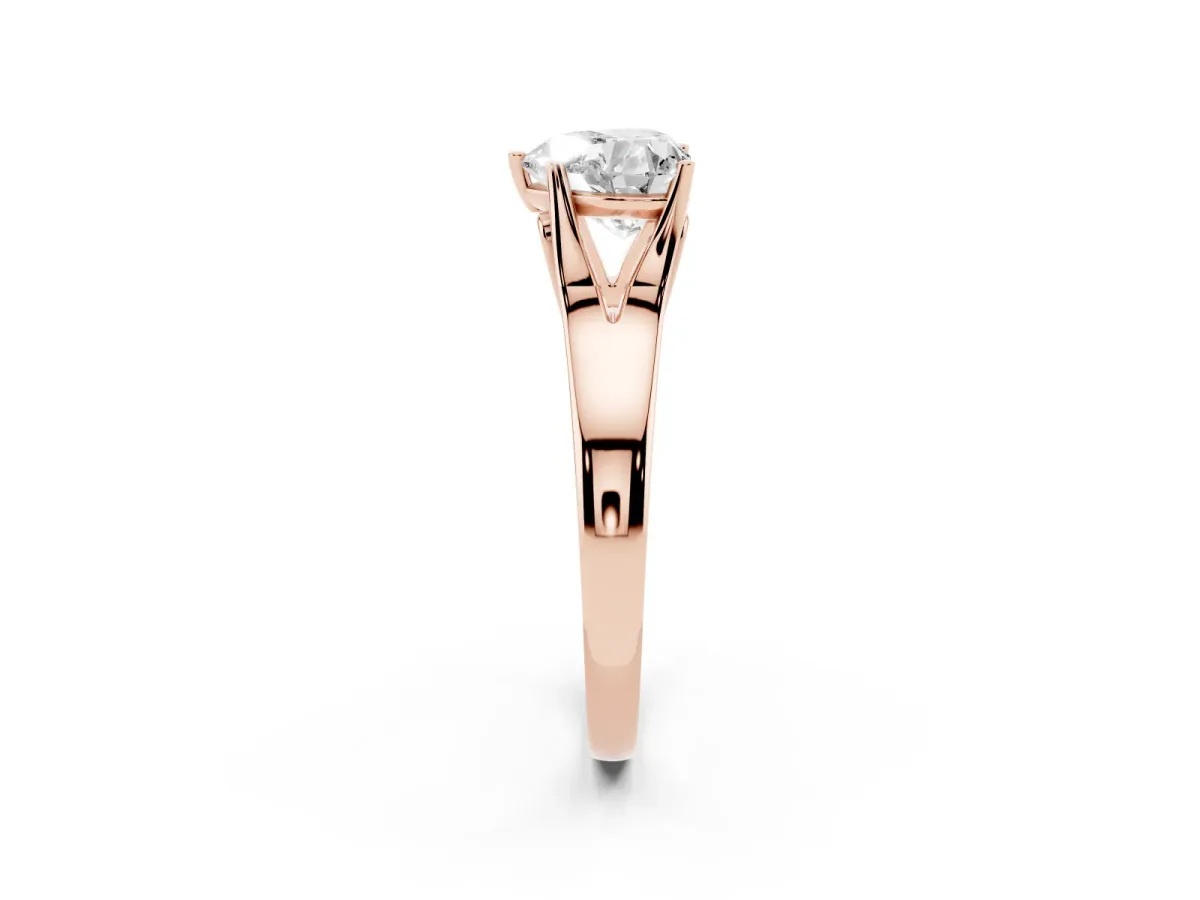Heart Cut Solitaire Diamond Ring with Cathedral Band and Four-Prong Setting Rose gold