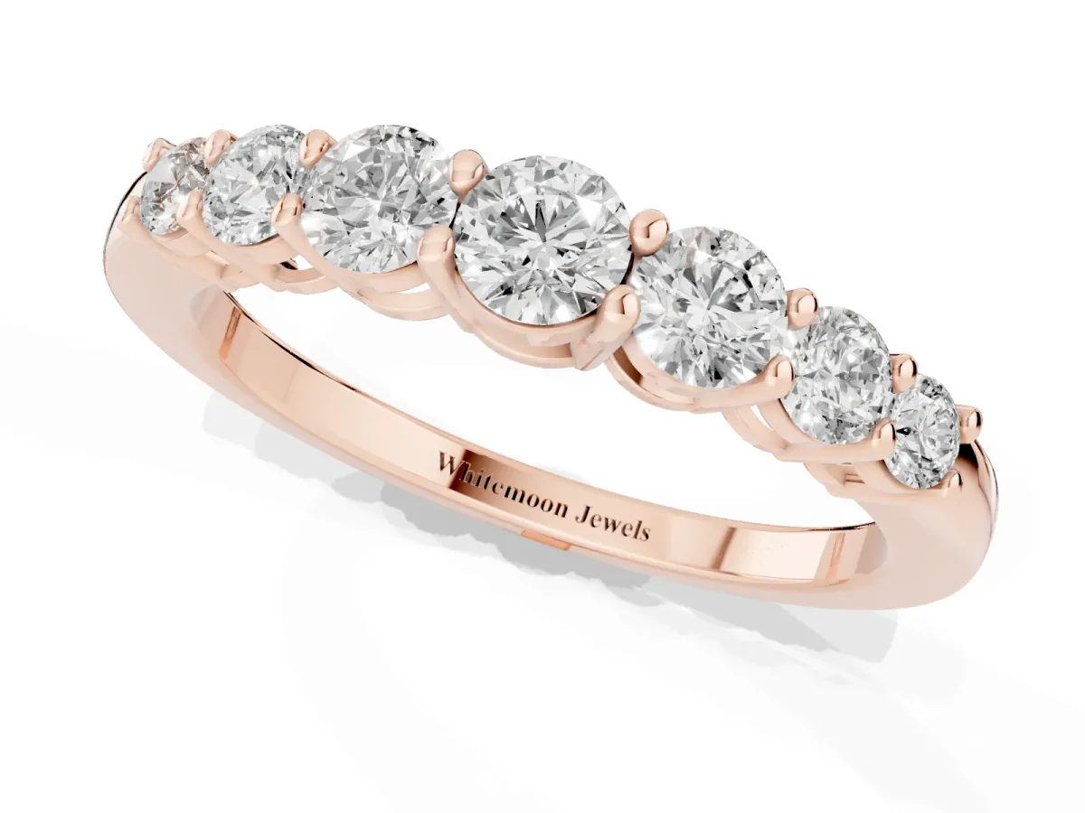 Round Diamond Prong-Set Half-Eternity Band Rose gold