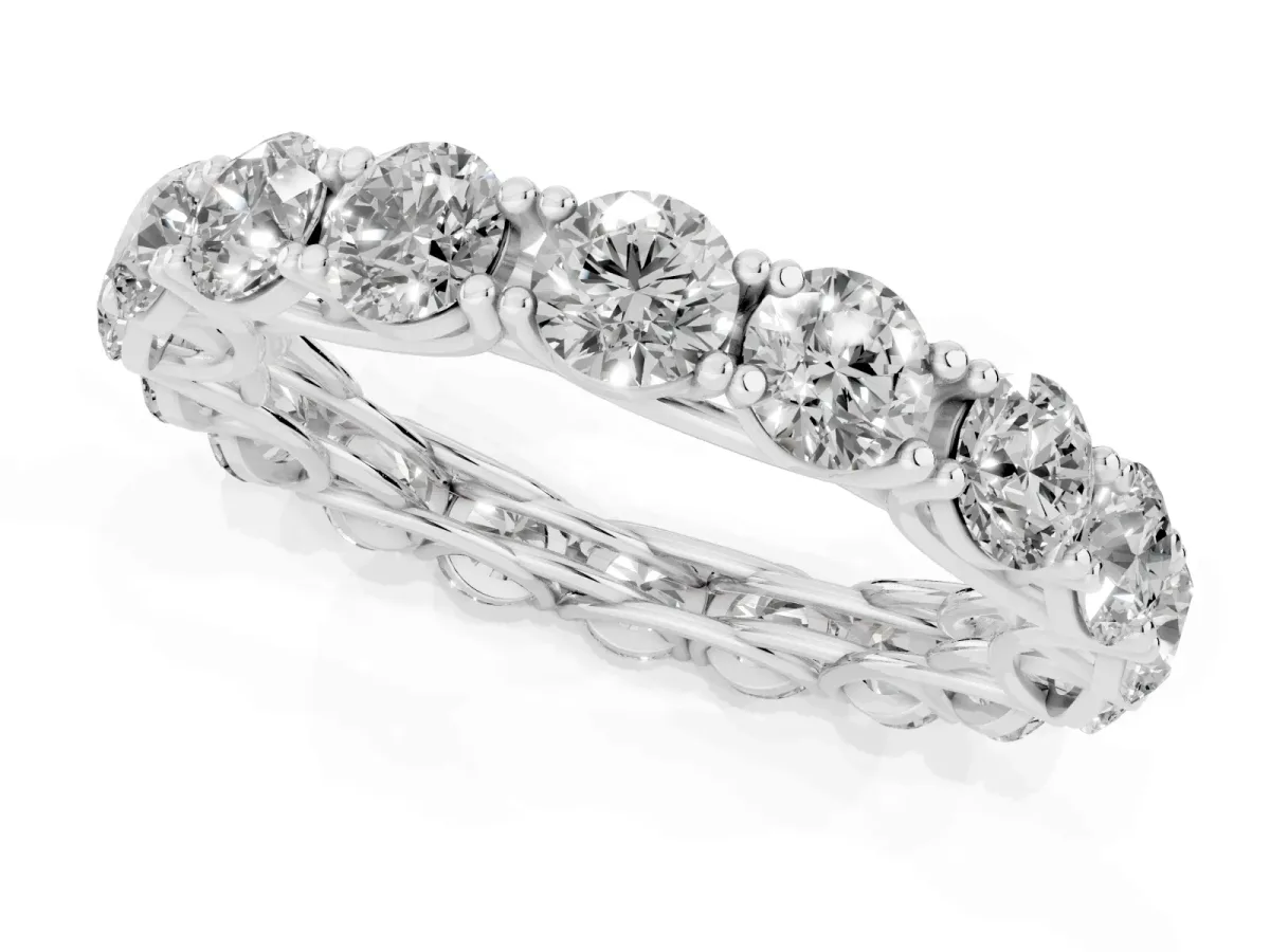 Round Diamond Woven Full Eternity Band Silver