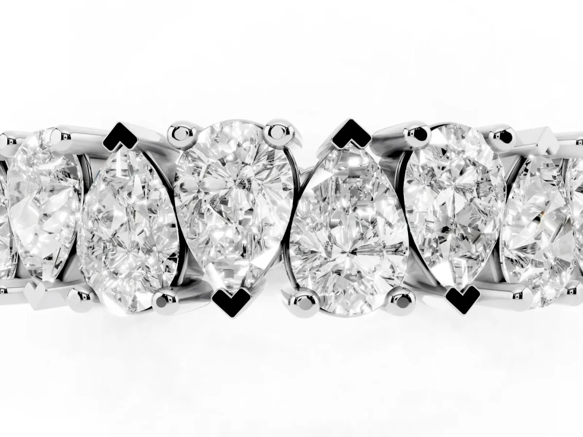 Pear Diamond Shared Prong Eternity Band Silver