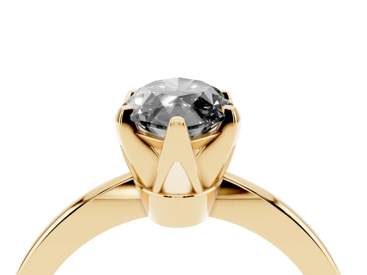 Fancy Black Marquise Cut Solitaire Engagement Ring with Six-Prong Setting and Tapered Band Yellow gold