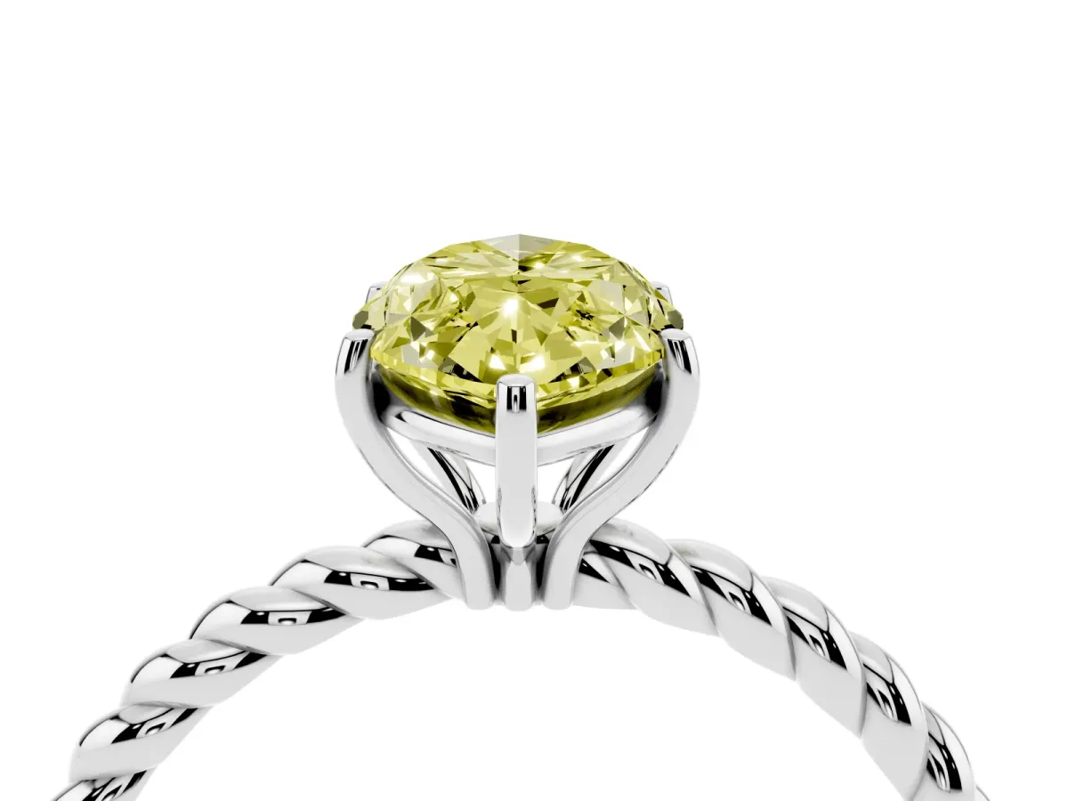 Fancy Yellow Marquise Cut Solitaire Twisted Band 4-Prong Ring Silver