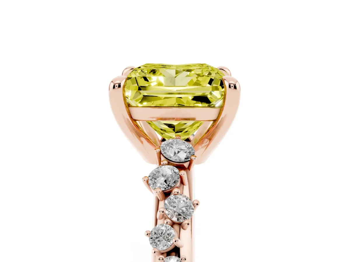 Fancy Yellow Princess Cut Cut Diamond Vine Band with Four-Prong Setting Rose gold