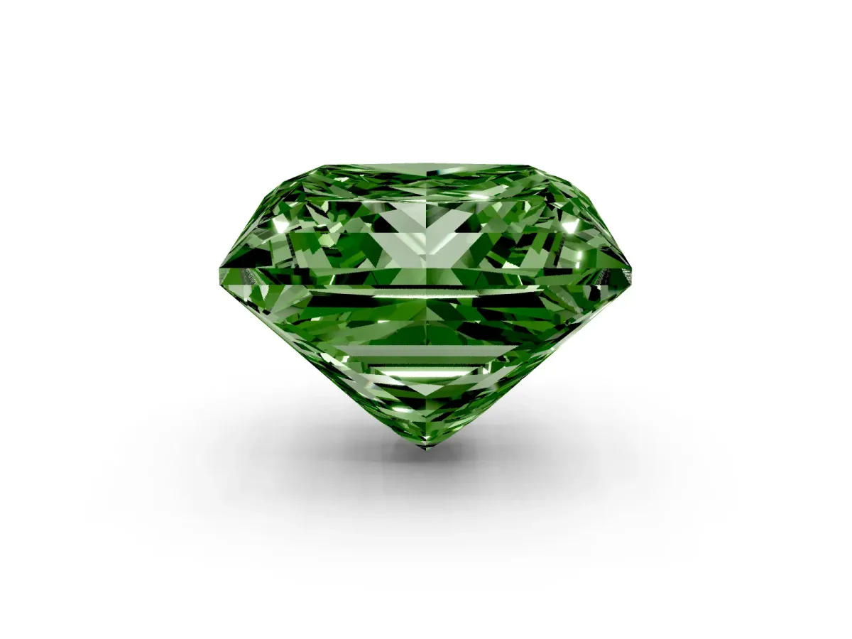 Fancy Green Princess Cut Halo Diamond Ring with Milgrain and Bezel Accents on a Split Shank Band Rose gold
