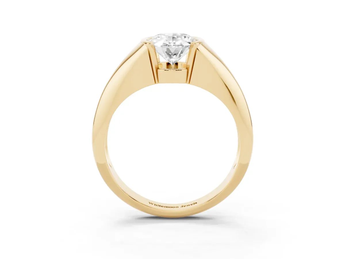 Oval Cut Solitaire Tension Set Diamond Ring Yellow gold