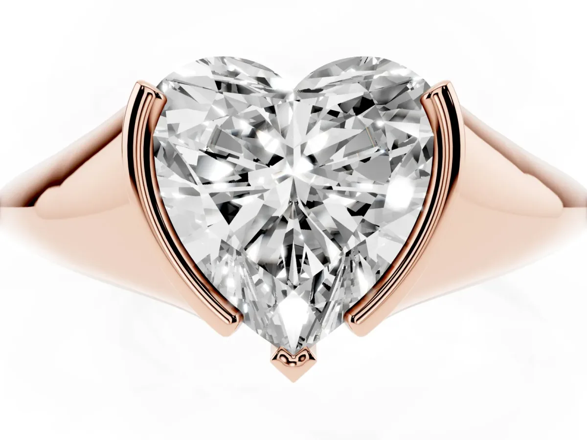 Heart Cut Solitaire Tension Set Diamond Ring Rose gold