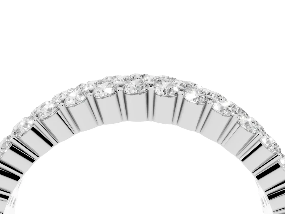 Round Diamond Checkerboard Pavé Promise Ring with Round Diamond Accents White gold