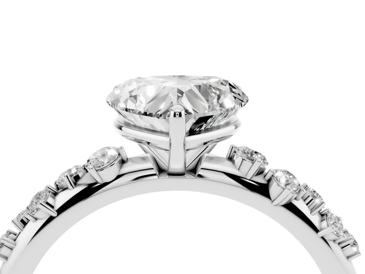 Heart Cut Diamond Cluster Prong-Set Solitaire Ring Platinum