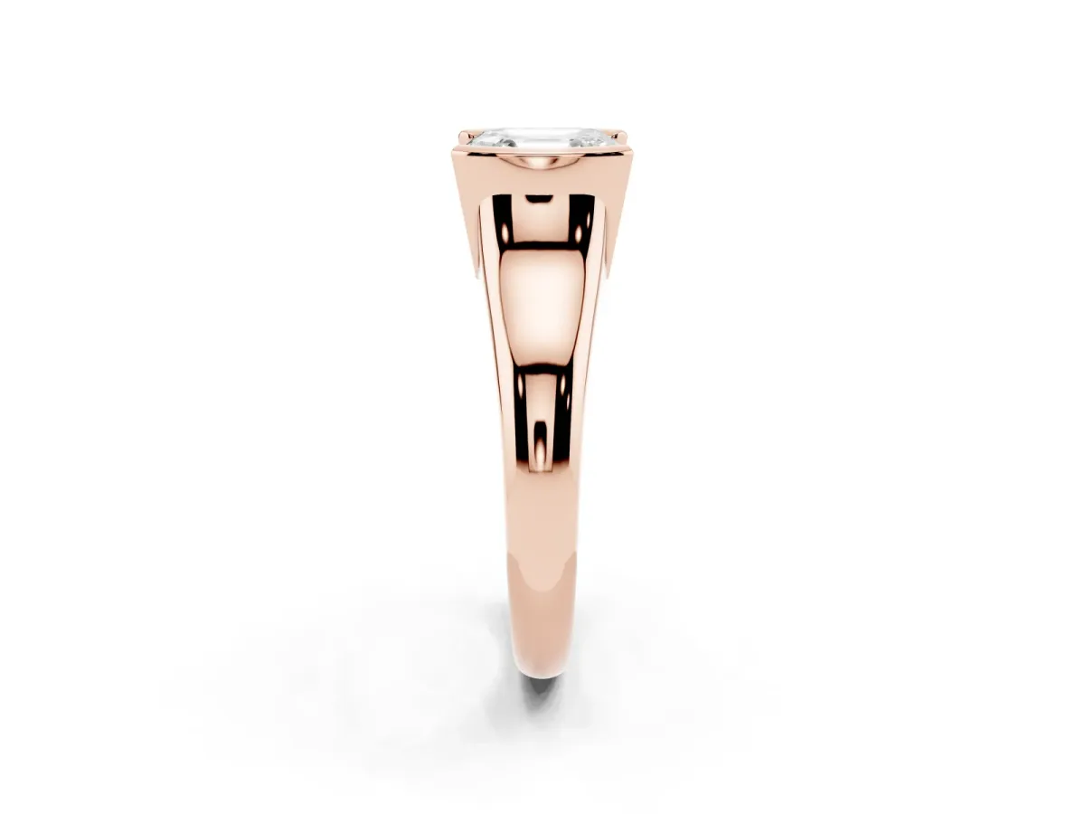Asscher Cut Solitaire Tension Set Diamond Ring with Split Shank Band Rose gold
