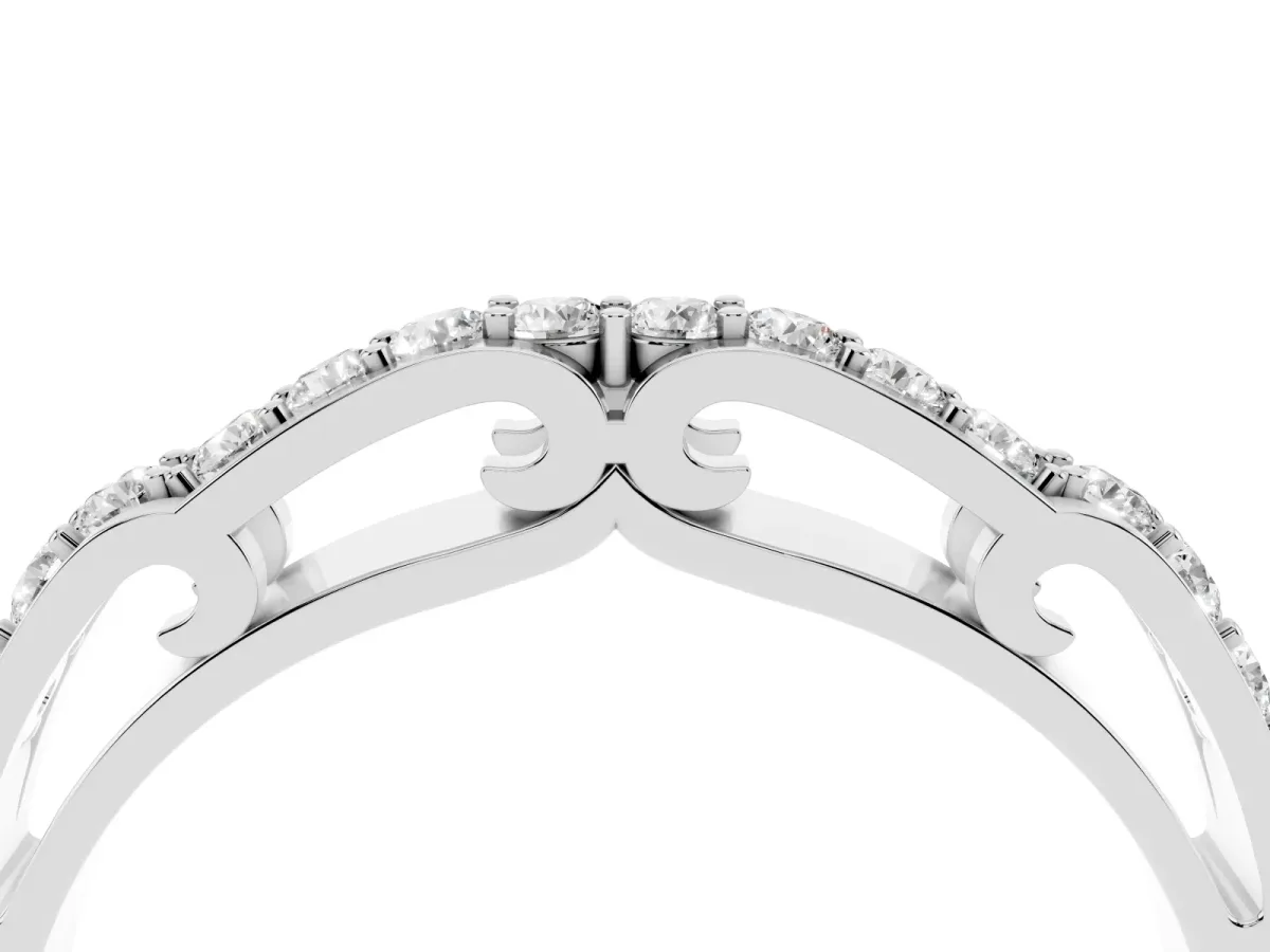 Round Cut Diamond Channel Set White Gold Band Silver