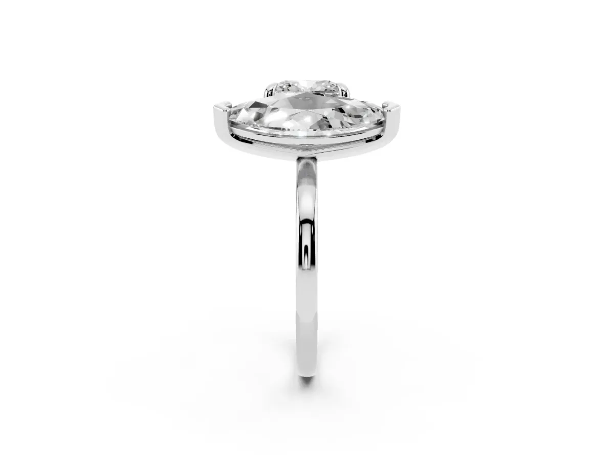 Cushion and Marquise Toi Moi Ring with Prong Setting and Plain Band Silver