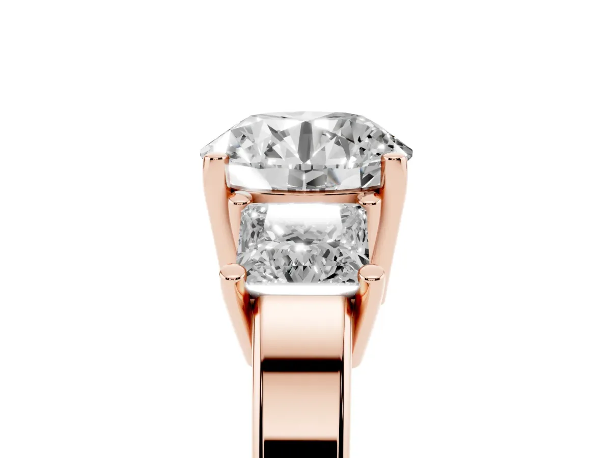 Three-Stone Round Cut Cut Solitaire Ring with Prong Setting Rose gold