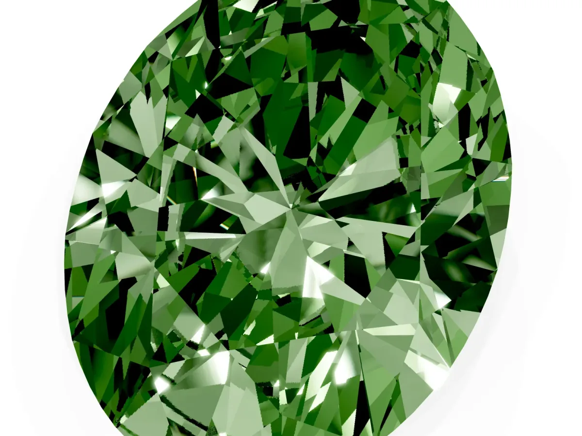 Fancy Green Oval Cut Diamond Solitaire Ring with Prong Setting and Pavé Band Platinum