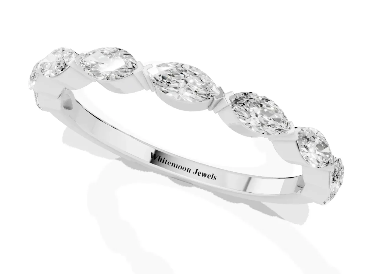 Marquise Diamond Eternity Band with Bezel Setting Silver