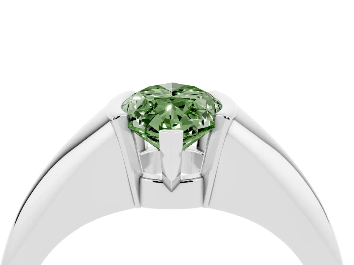 Fancy Green Marquise Cut Solitaire Tension Set Diamond Ring Silver