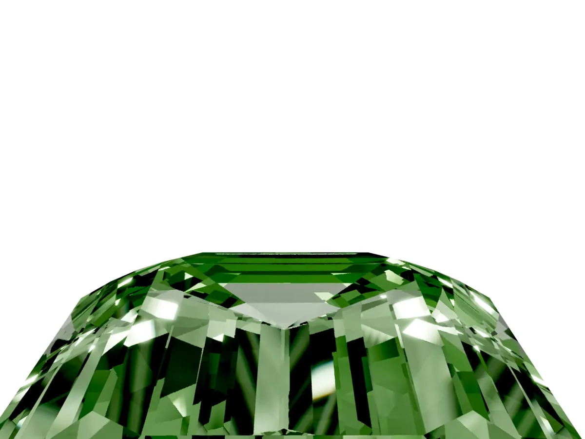 Fancy Green Emerald Cut Solitaire Twist Band Six-Prong Setting White gold