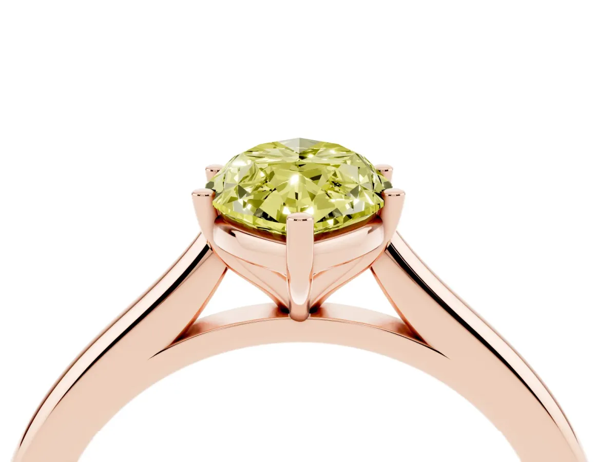 Fancy Yellow Marquise Cut Cut Solitaire Ring with Cathedral Band and Four-Prong Setting Rose gold