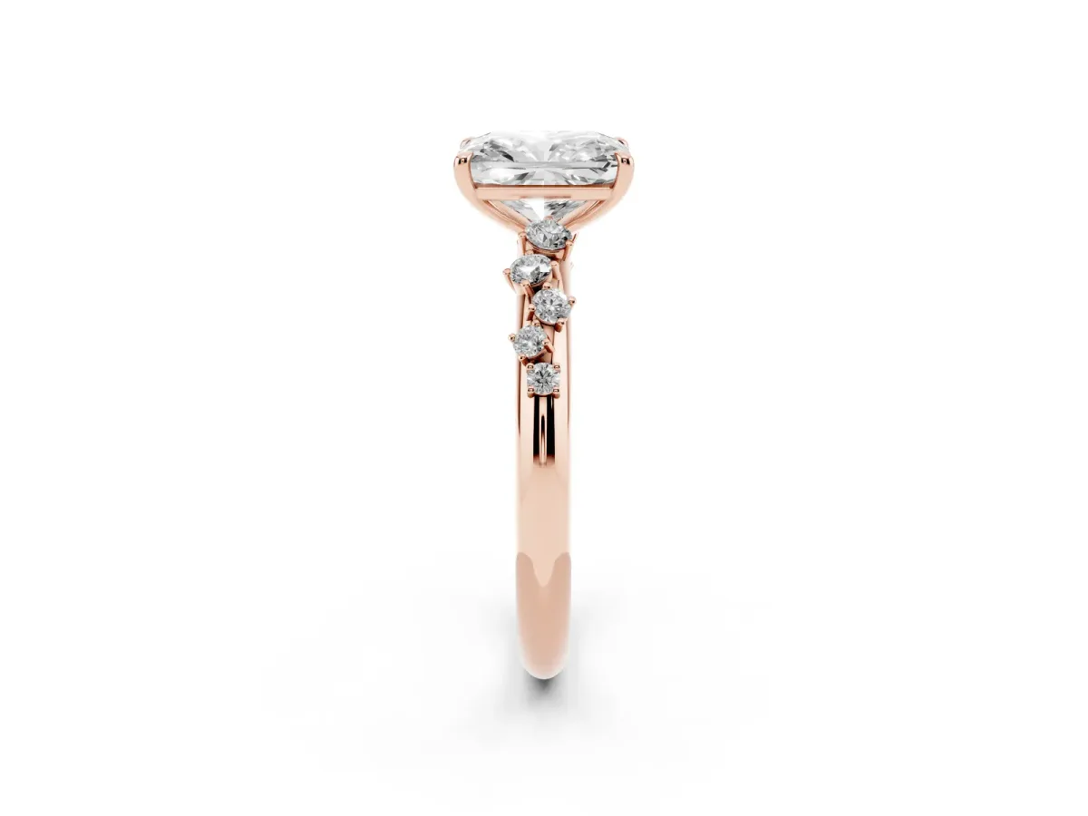Radiant Cut Diamond Cluster Prong-Set Solitaire Ring Rose gold