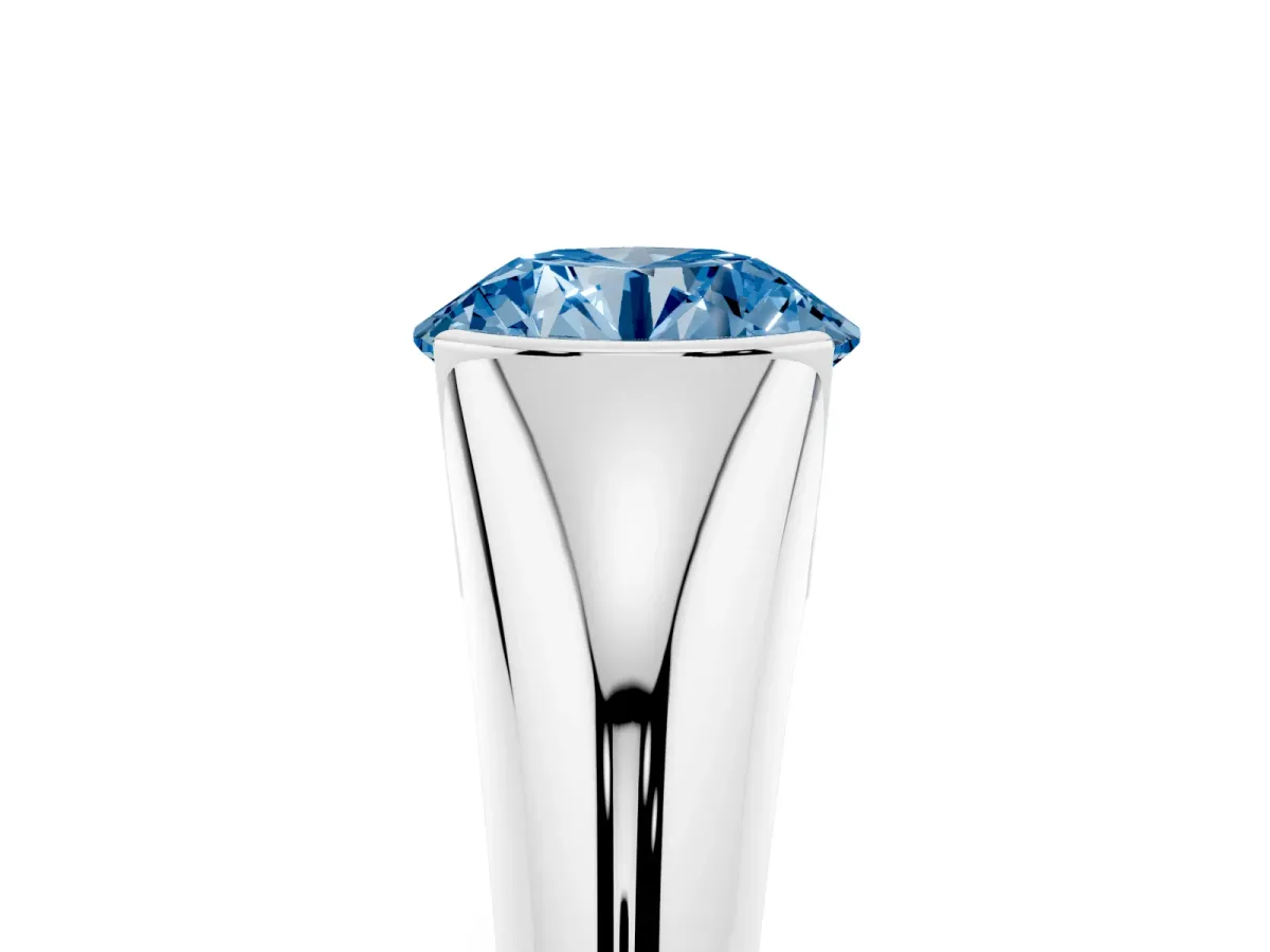 Fancy Blue Round Cut Solitaire Tension Set Diamond Ring White gold