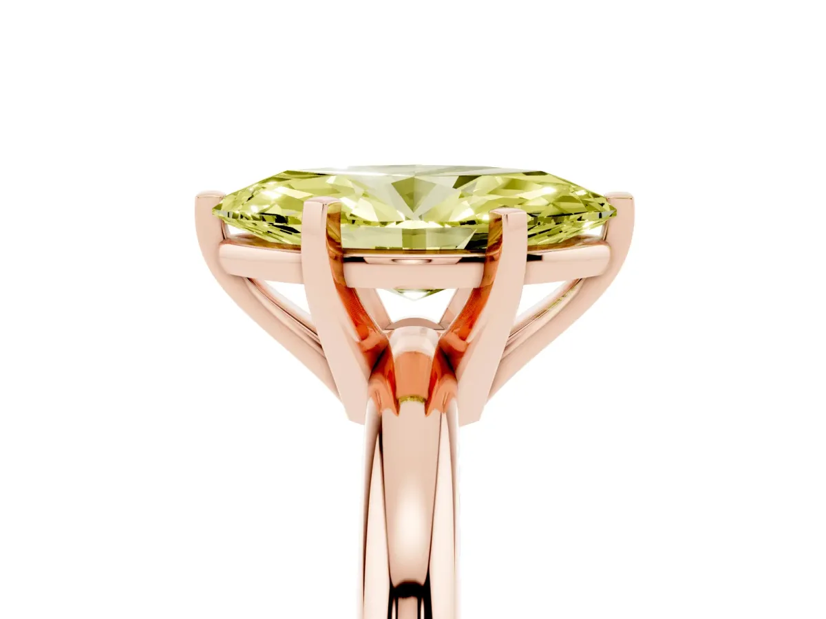 Fancy Yellow Marquise Cut Diamond Solitaire Engagement Ring with Round Band and Four-Prong Setting Rose gold