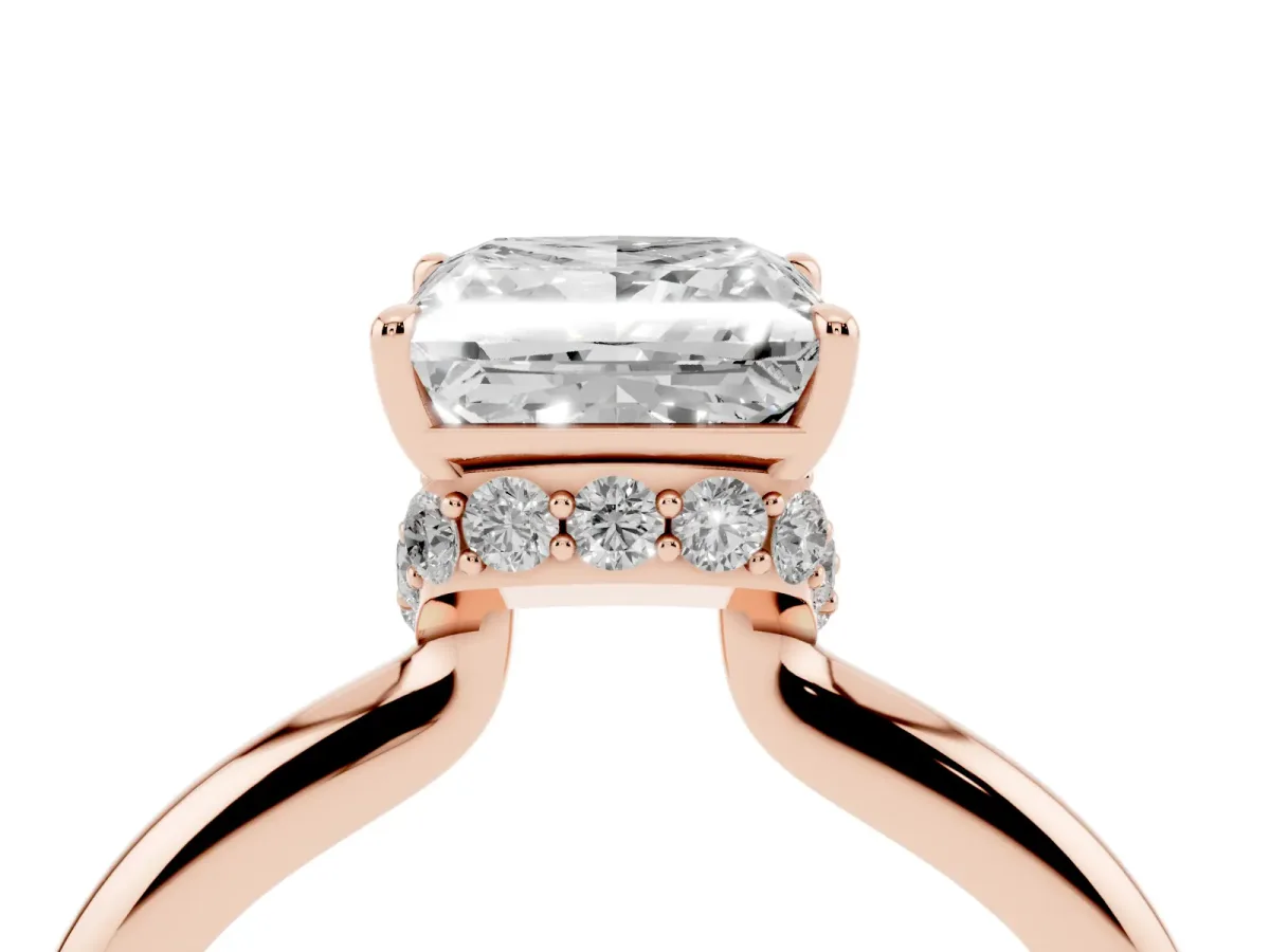 Princess Cut Brilliant Solitaire Engagement Ring with Six-Prong Setting and Classic Band Rose gold