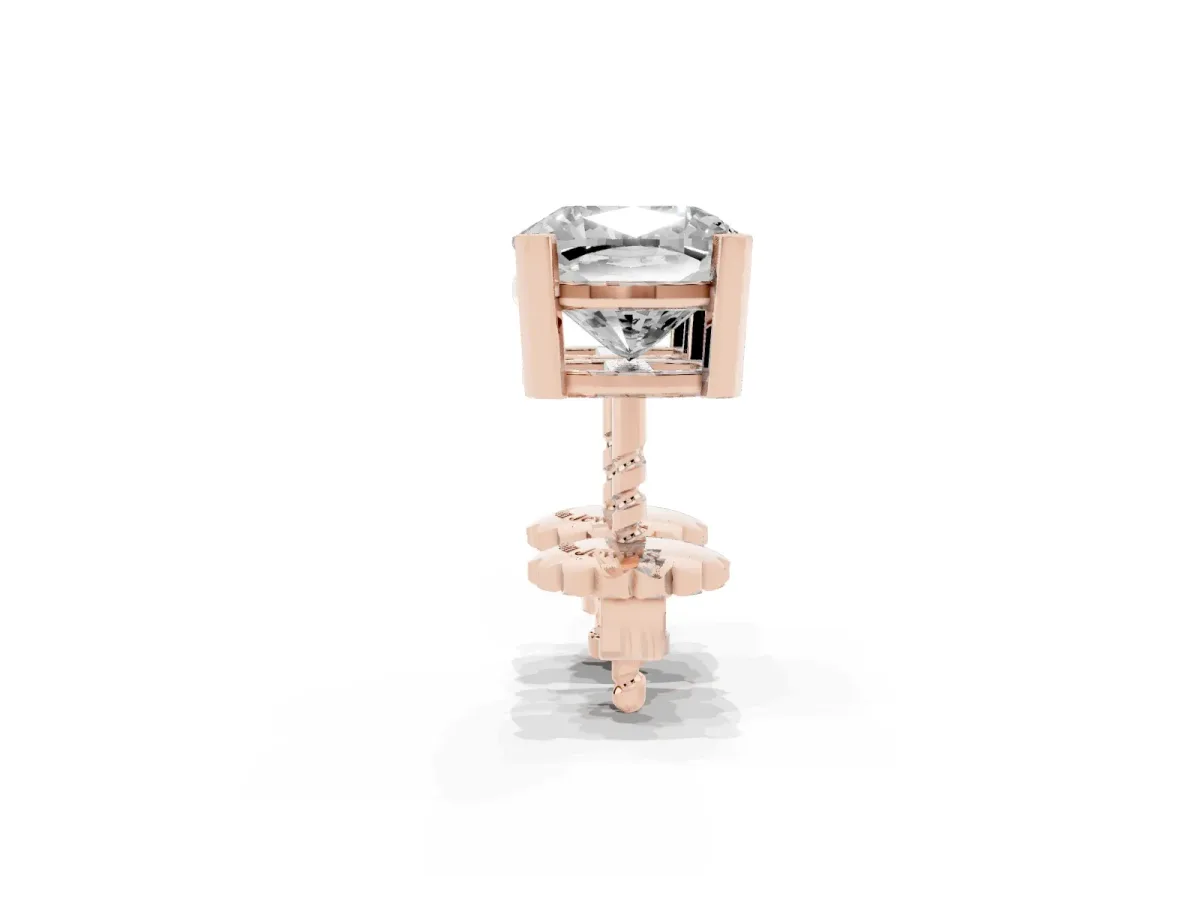 Cushion Cut Diamond Stud Earrings Rose gold