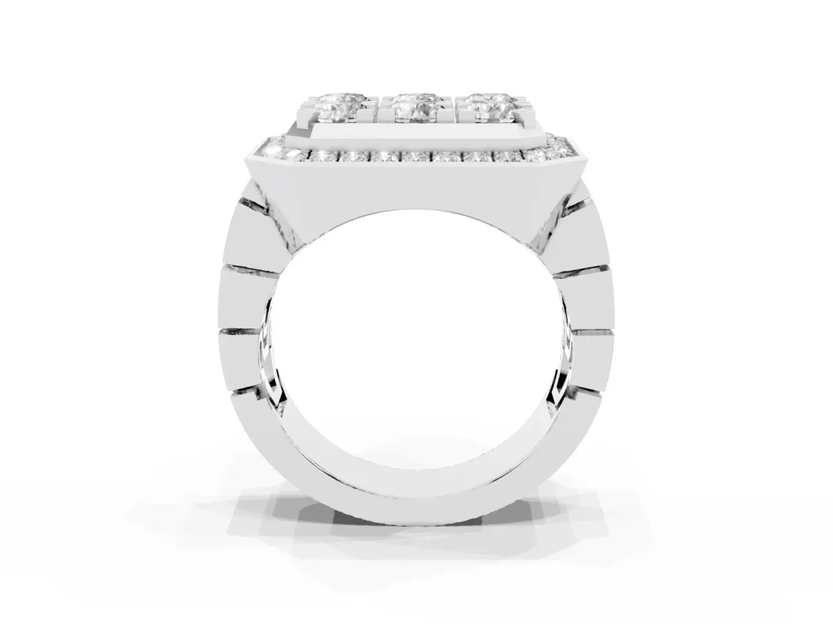 Round Diamond Cluster Halo Mens Ring Platinum