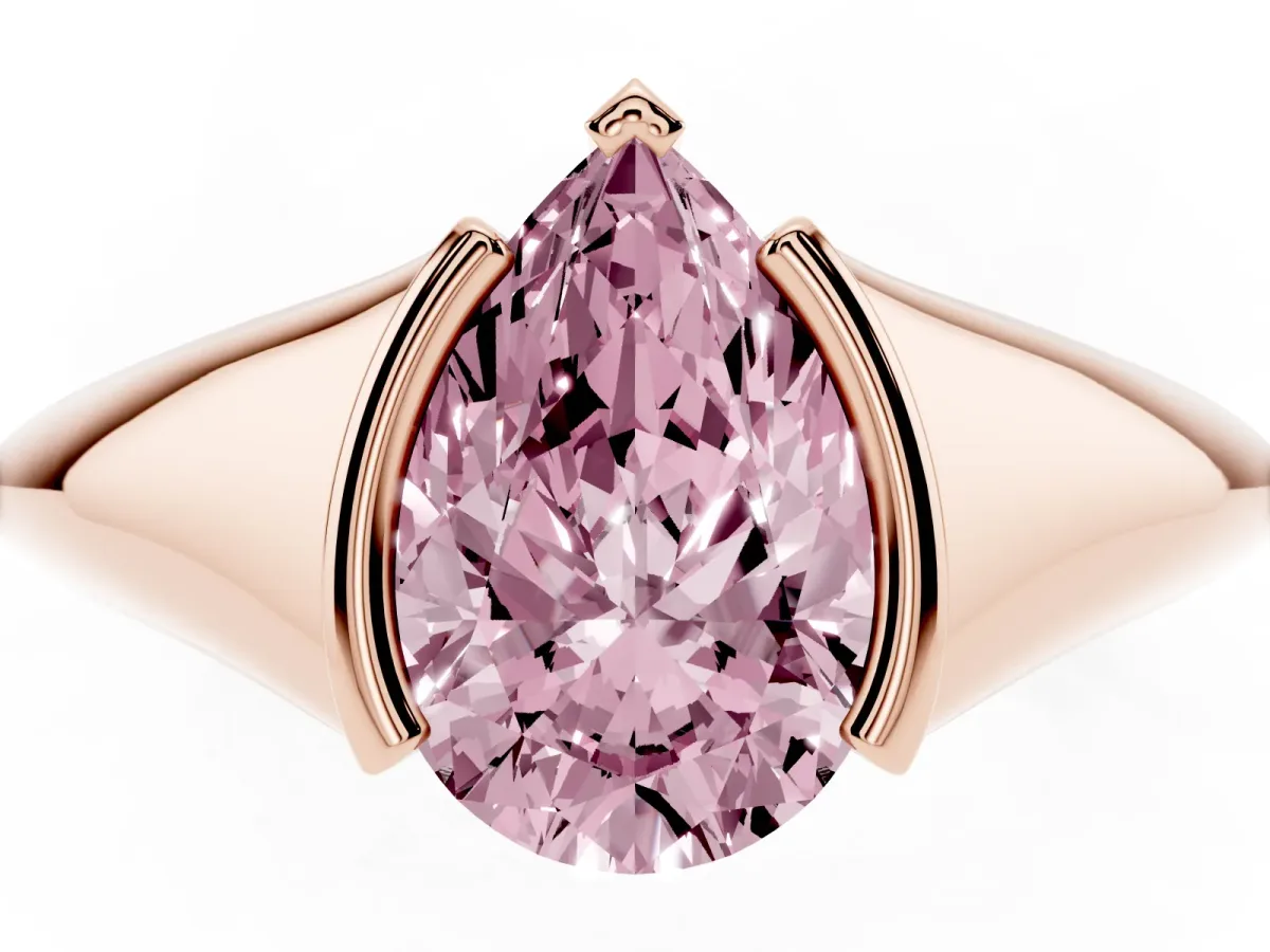 Fancy Pink Pear Cut Solitaire Tension Set Diamond Ring Rose gold