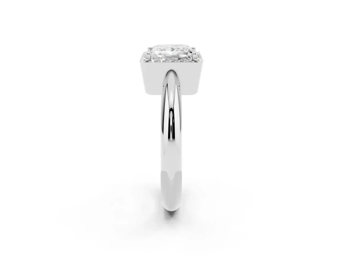 Princess Cut Cut Diamond Halo Engagement Ring with Split Shank and Four-Prong Setting Silver