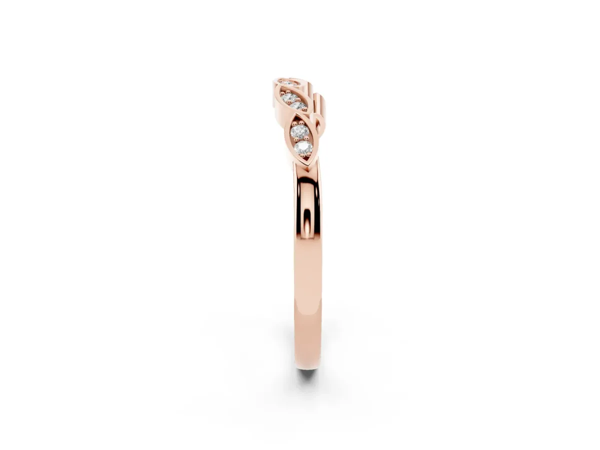 Marquise Diamond Leaf Eternity Band with Bezel Setting Rose gold