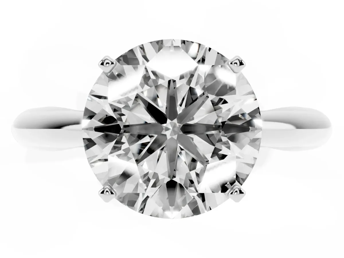 Round Cut Diamond Solitaire Engagement Ring with Cathedral Setting and Four-Prong Mount White gold