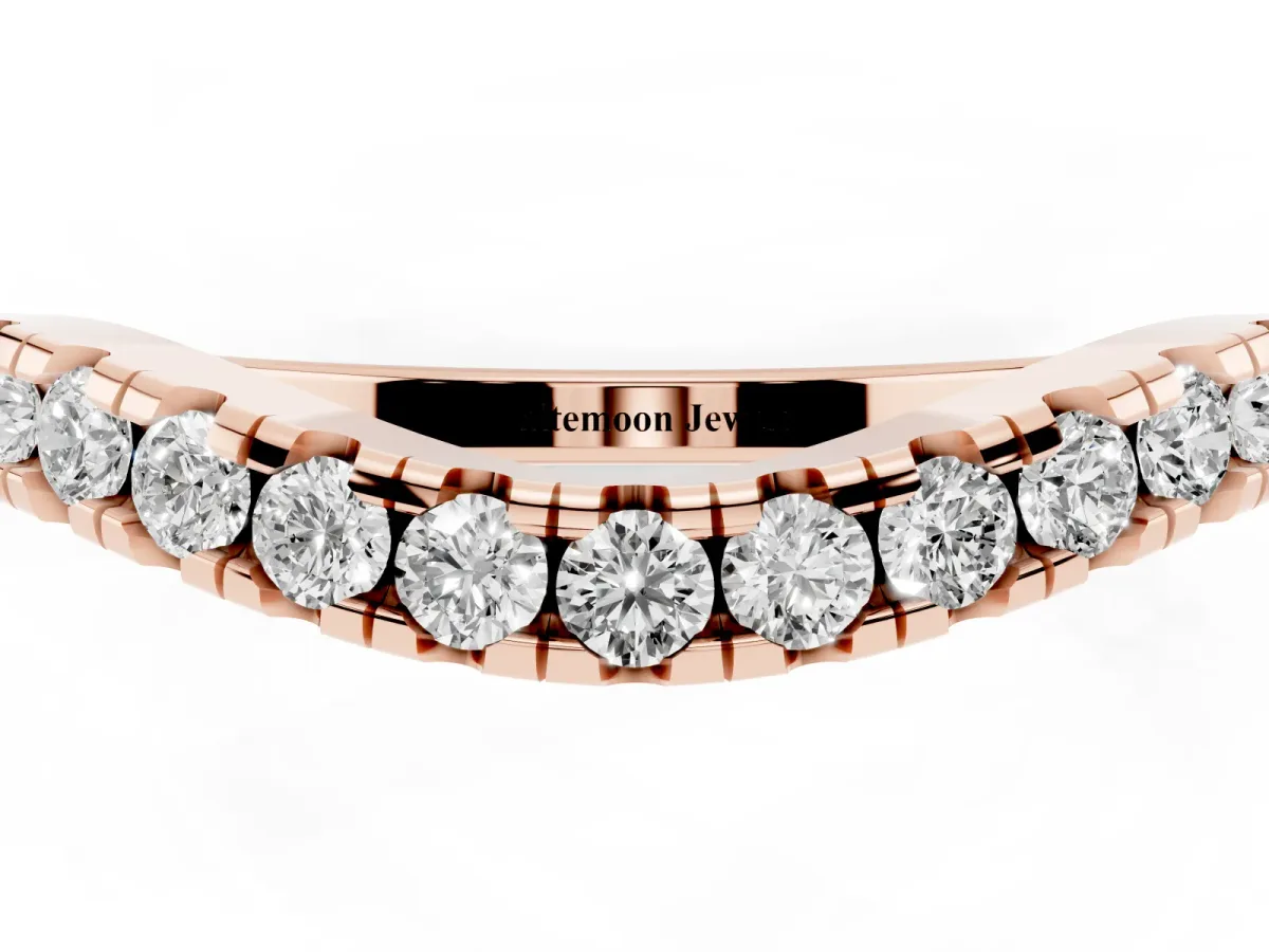 Diamond Pavé Curved Wedding Band Rose gold