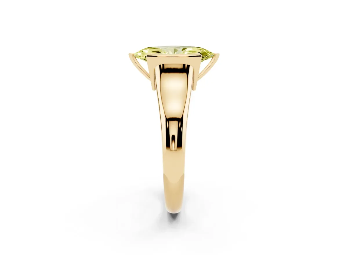Fancy Yellow Marquise Cut Solitaire Tension Set Diamond Ring with Split Shank Band Yellow gold