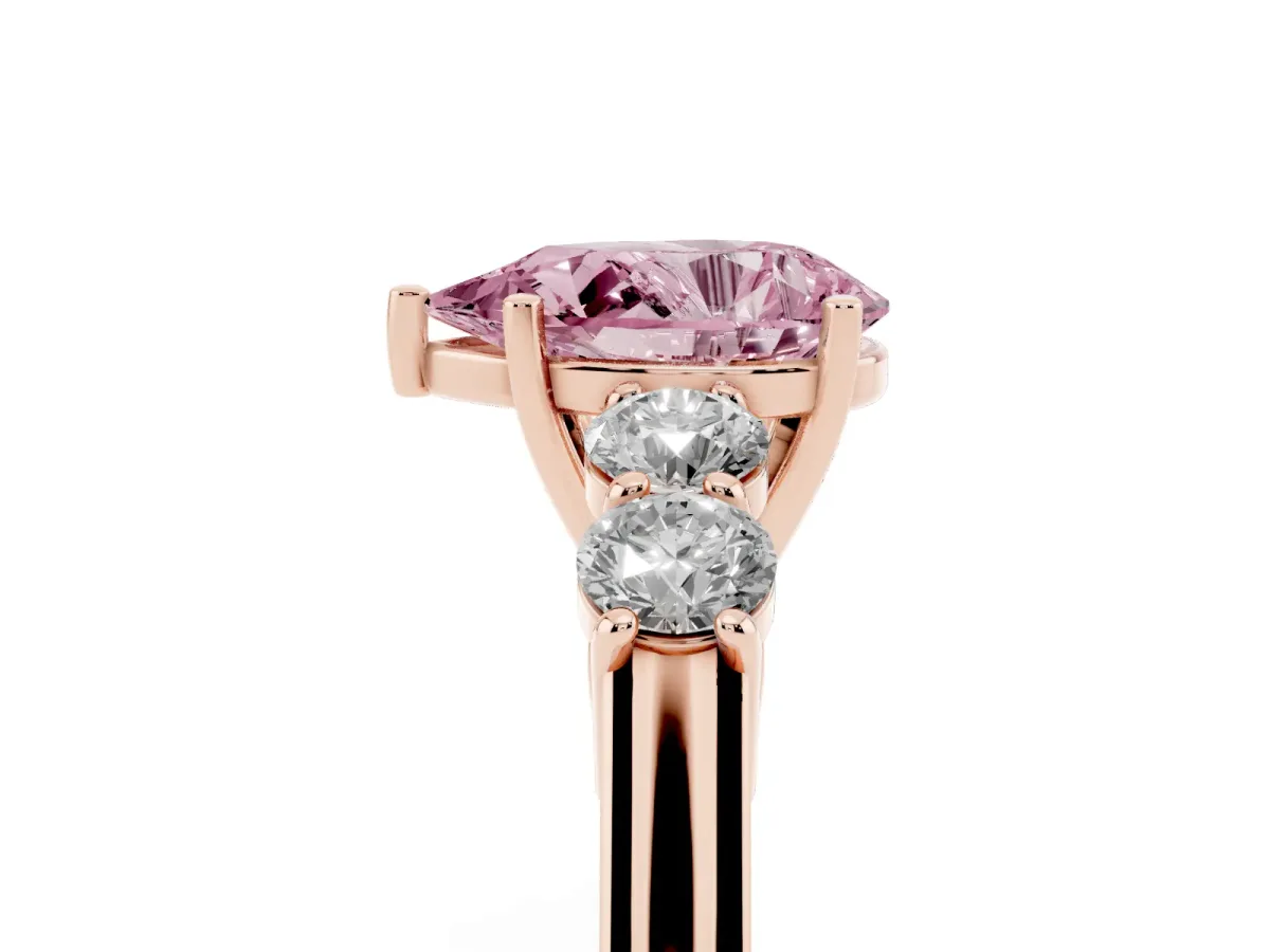 Fancy Pink Pear Cut Cut Diamond Five-Stone Prong Set White Gold Ring Rose gold